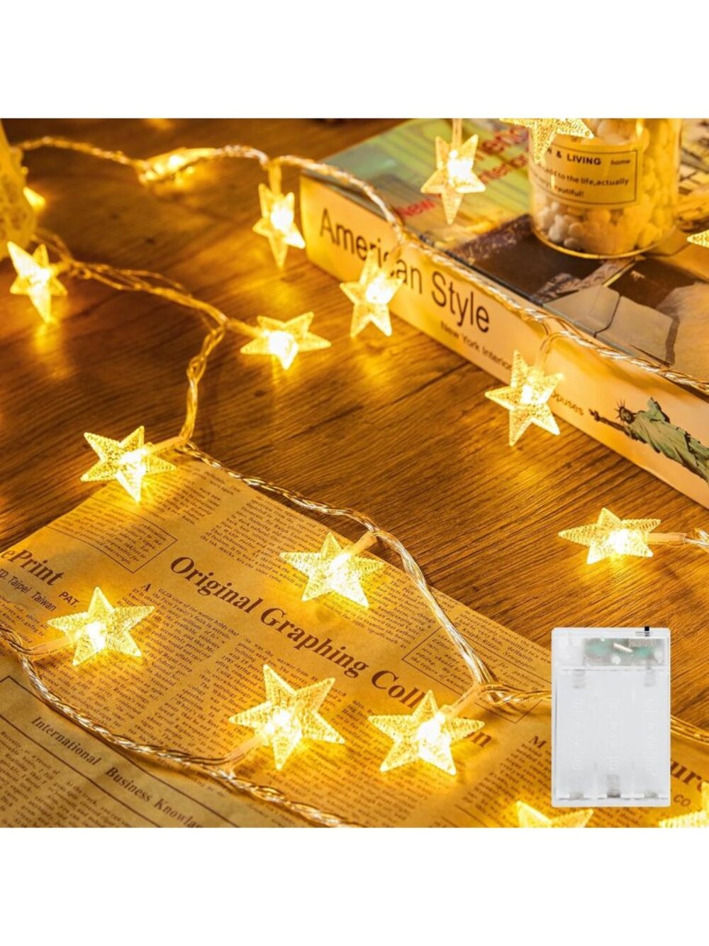 50 LED Star String Lights - 17ft Battery Operated Fairy Lights for Home Decor